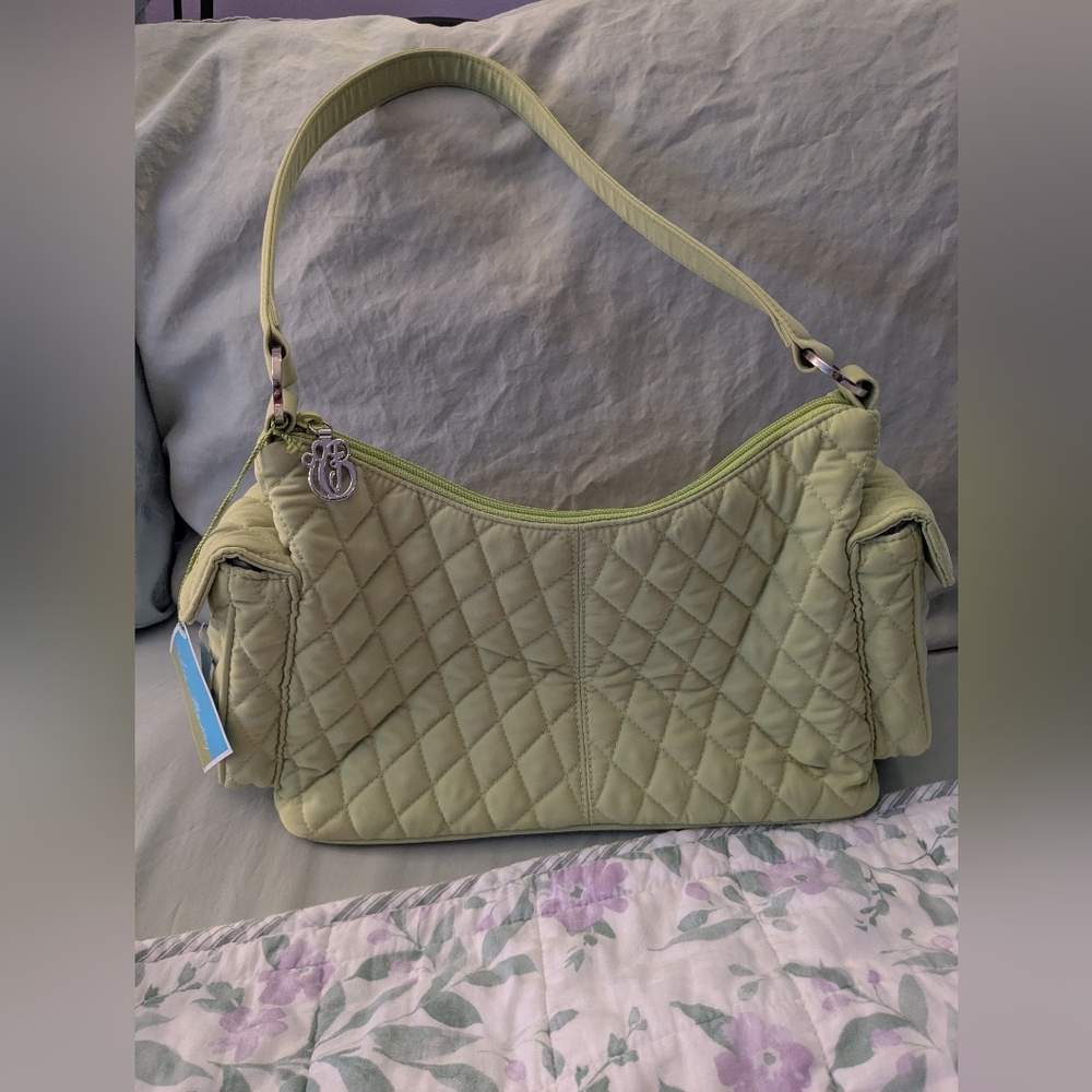 Vera Bradley Pocket Hobo Key Lime Purse With Turquoise Lining With Tags